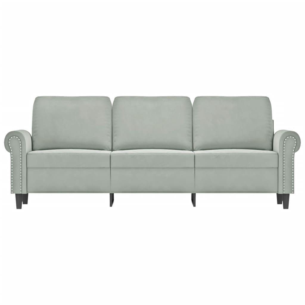 3-Seater Sofa Light Grey 180 cm Velvet