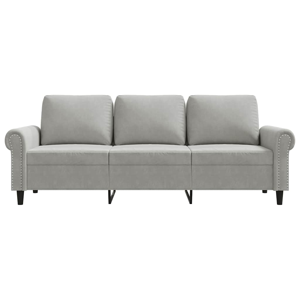 3-Seater Sofa Light Grey 180 cm Velvet