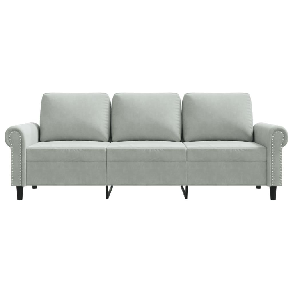 3-Seater Sofa Light Grey 180 cm Velvet