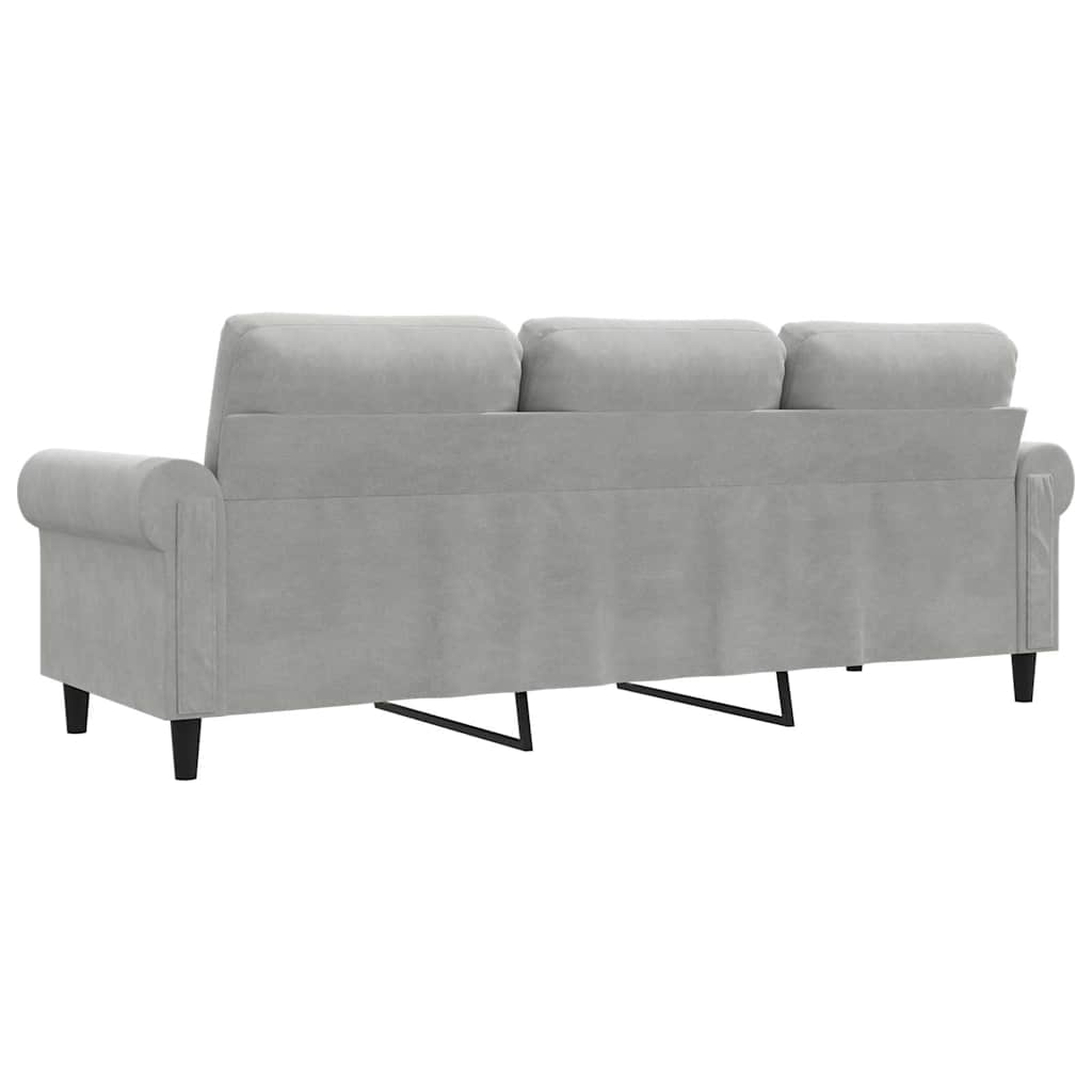 3-Seater Sofa Light Grey 180 cm Velvet