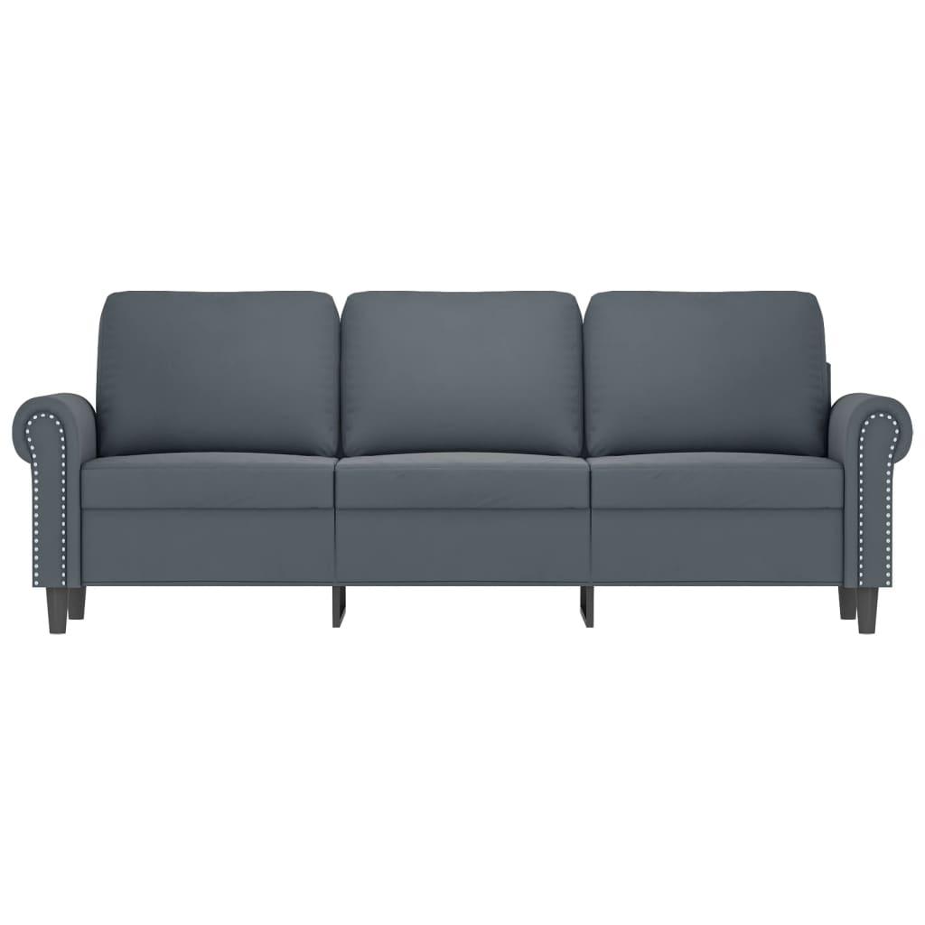3-Seater Sofa Dark Grey 180 cm Velvet