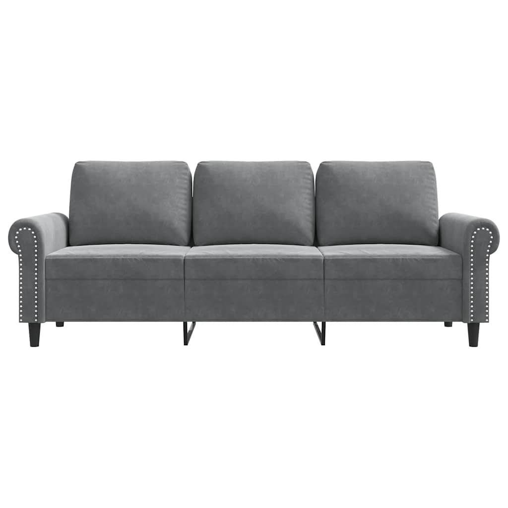 3-Seater Sofa Dark Grey 180 cm Velvet