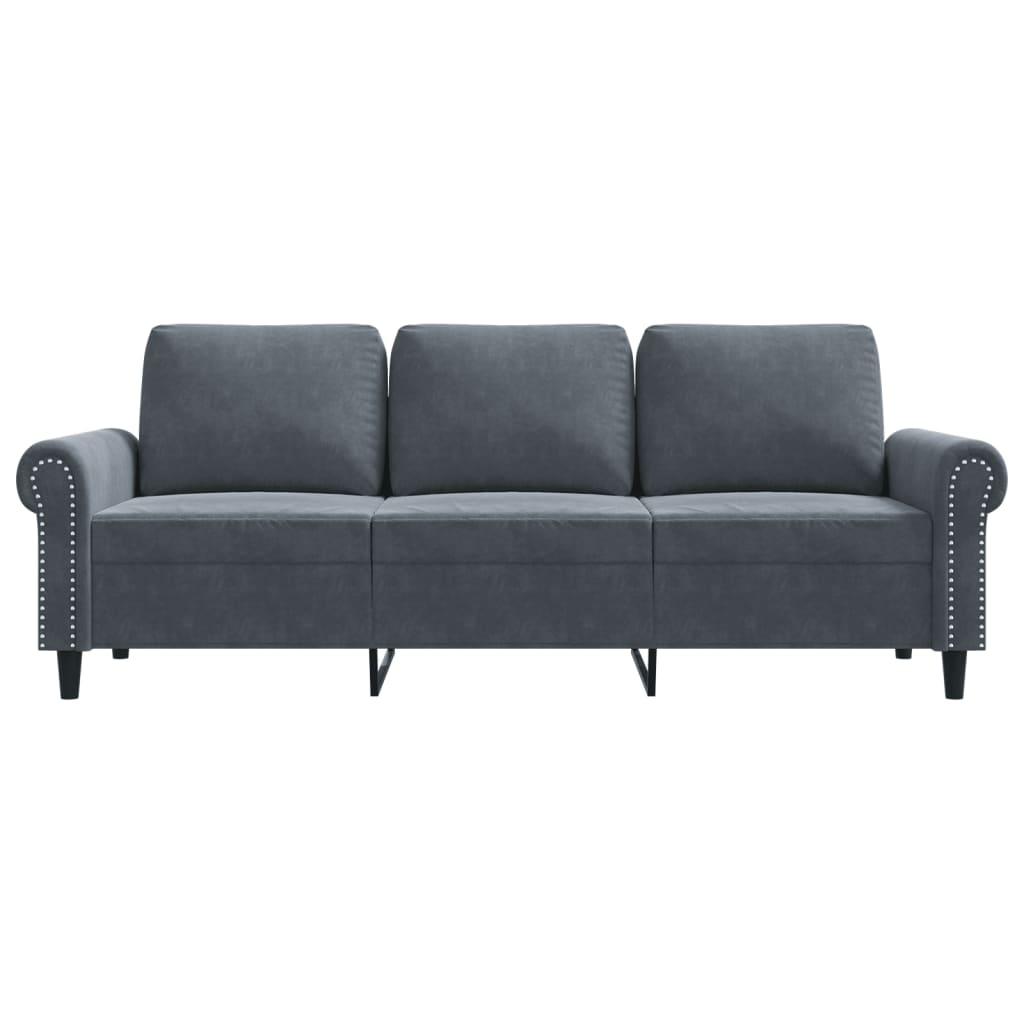 3-Seater Sofa Dark Grey 180 cm Velvet