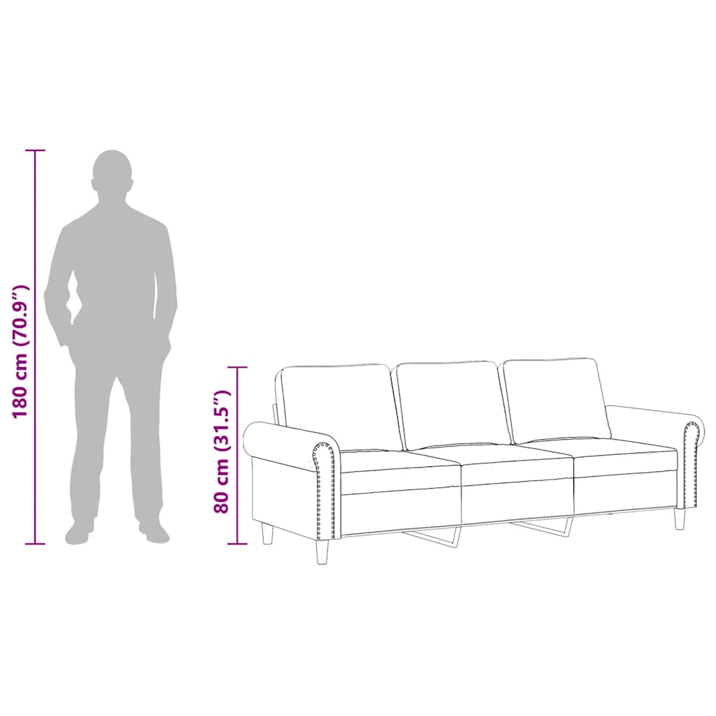3-Seater Sofa Dark Grey 180 cm Velvet