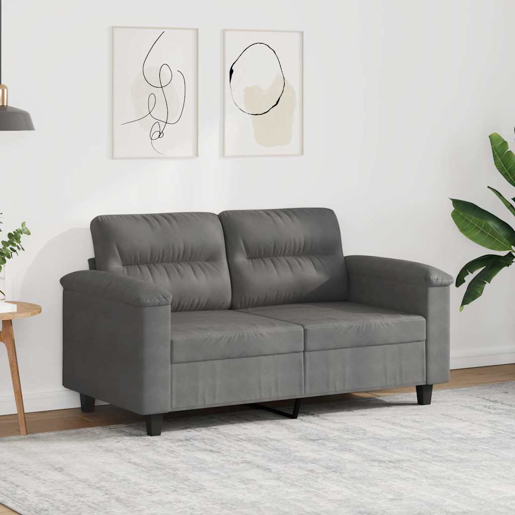 2-Seater Sofa Dark Grey 120 cm Microfibre Fabric