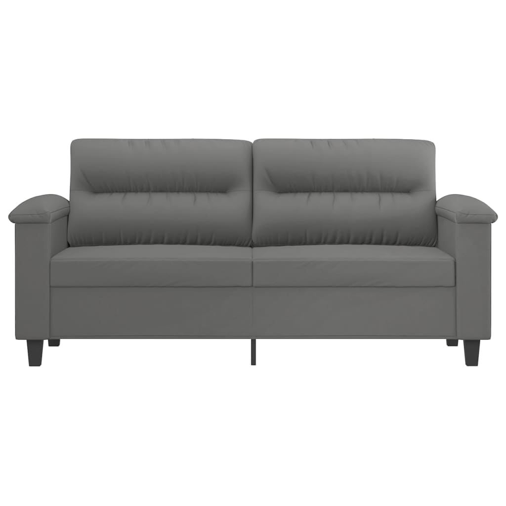 2-Seater Sofa Dark Grey 140 cm Microfibre Fabric