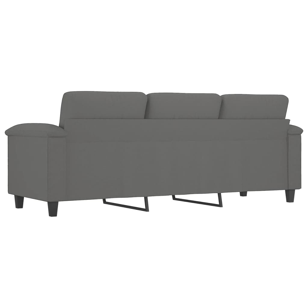 3-Seater Sofa Dark Grey 180 cm Microfibre Fabric
