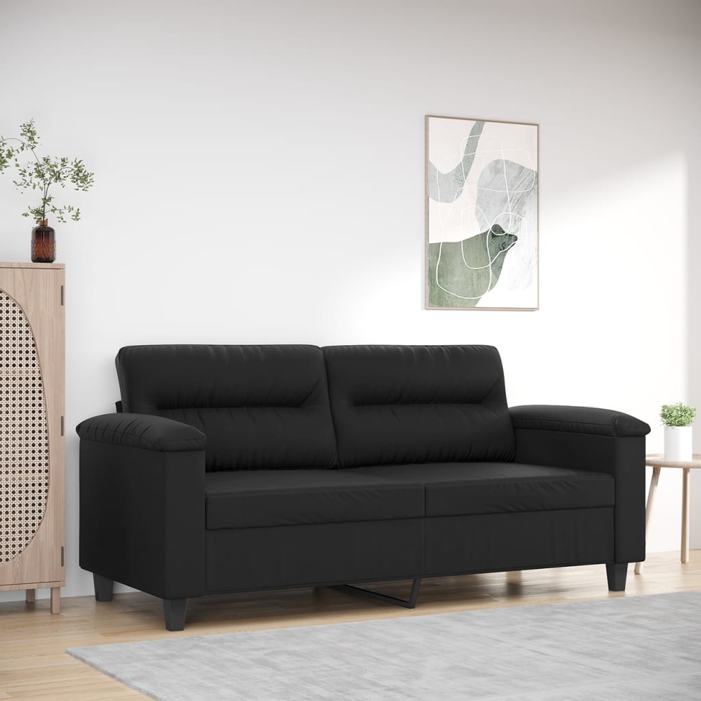 2-Seater Sofa Black 140 cm Faux Leather