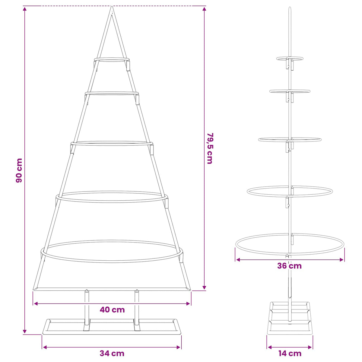 Metal Christmas Tree for Decoration Black 90 cm