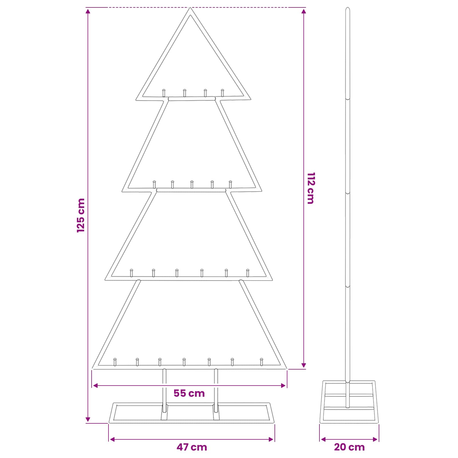 Metal Christmas Tree for Decoration Black 125 cm