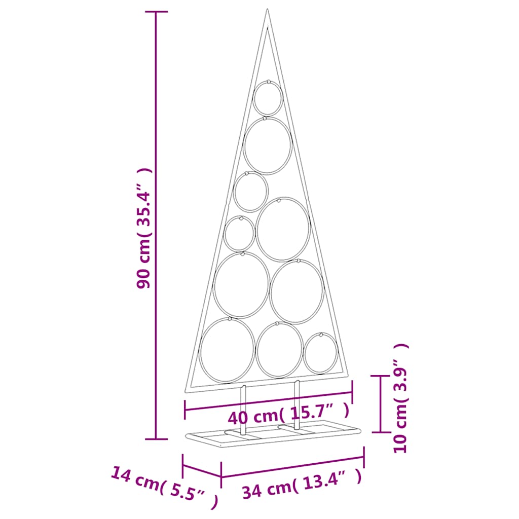 Metal Christmas Tree for Decoration Black 90 cm