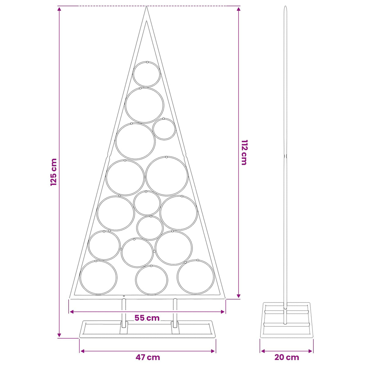 Metal Christmas Tree for Decoration Black 125 cm