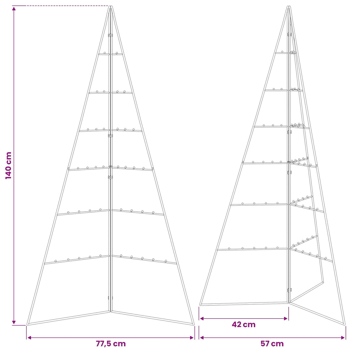 Metal Christmas Tree for Decoration Black 140 cm