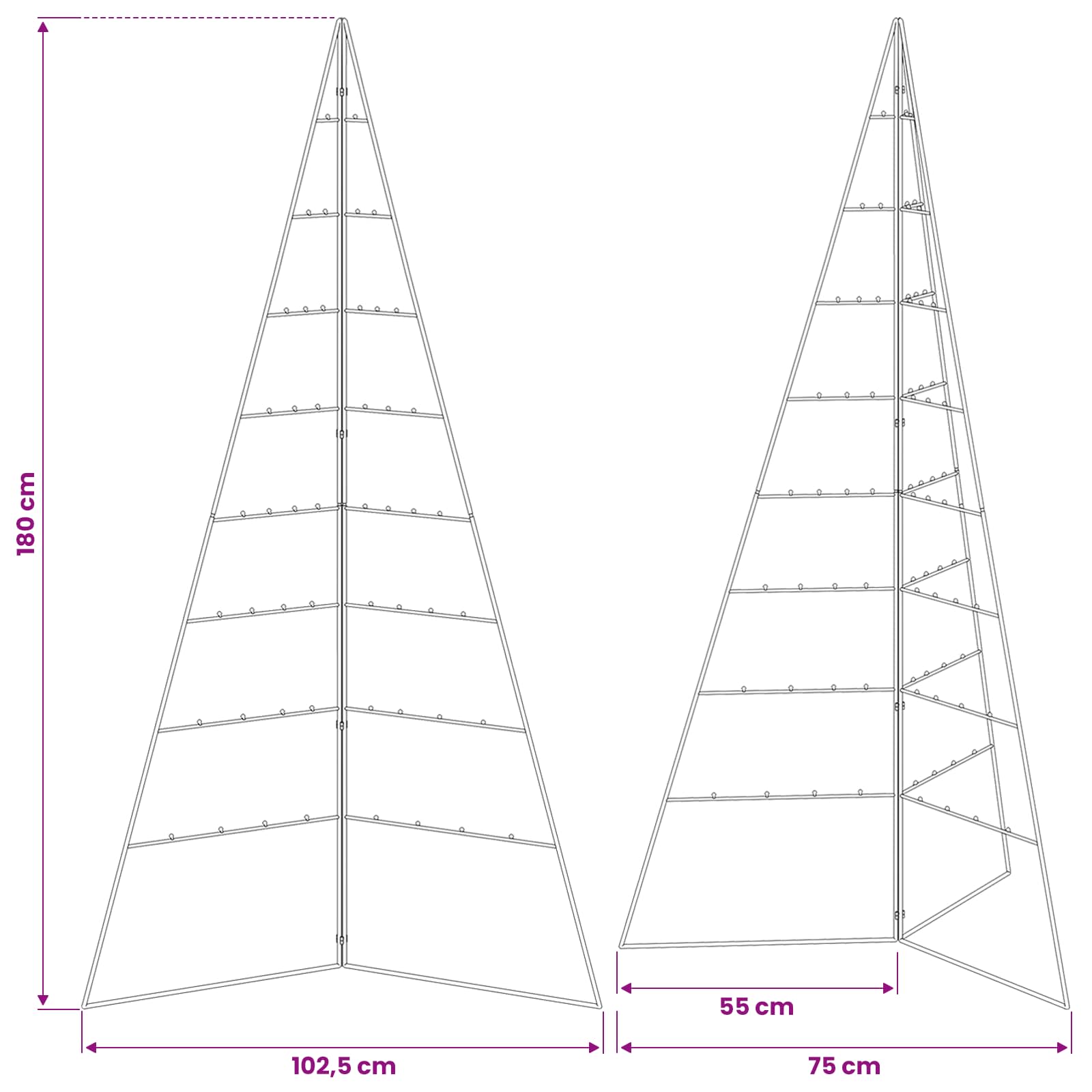 Metal Christmas Tree for Decoration Black 180 cm