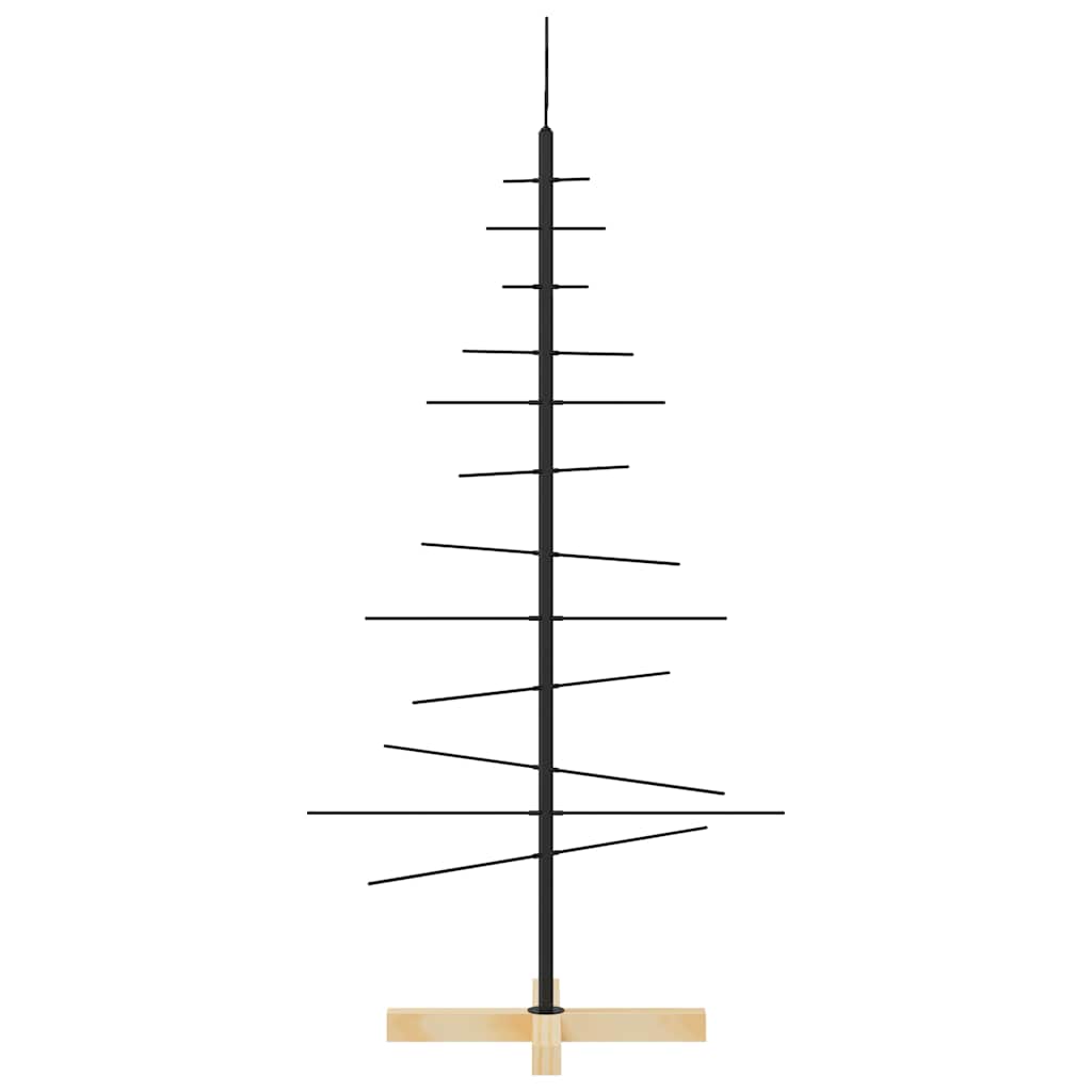 Metal Christmas Tree with Wooden Base Black 120 cm