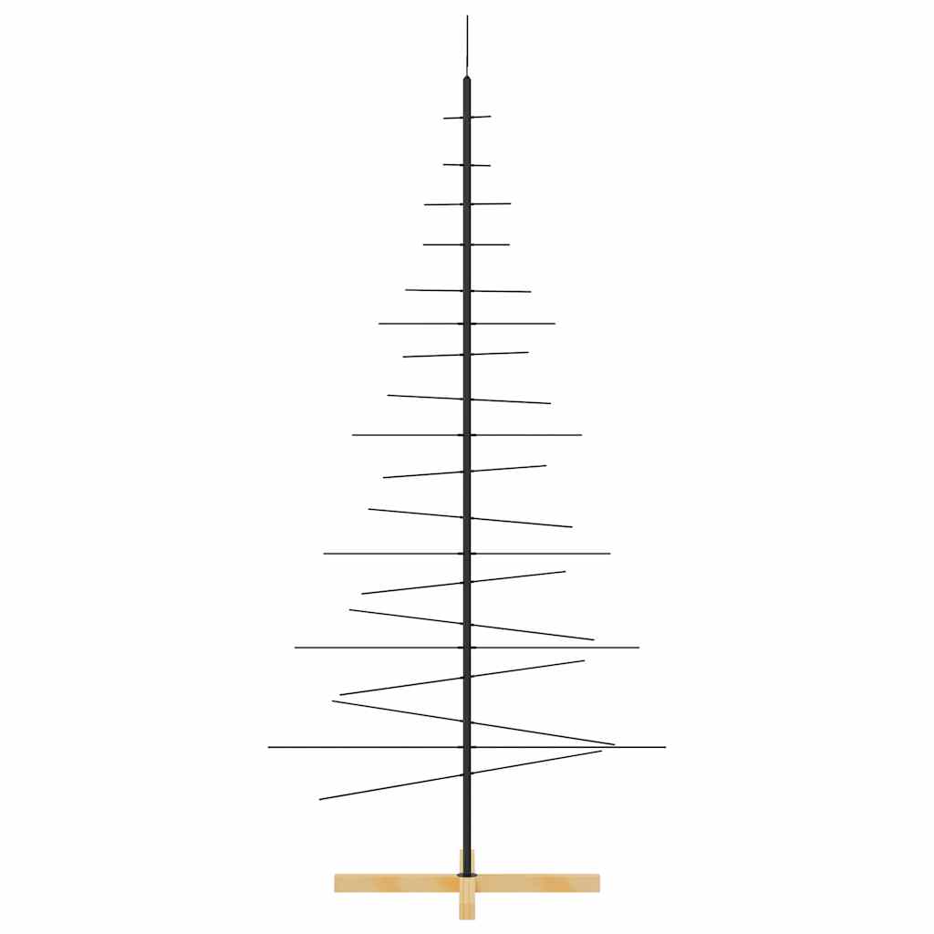 Metal Christmas Tree with Wooden Base Black 180 cm