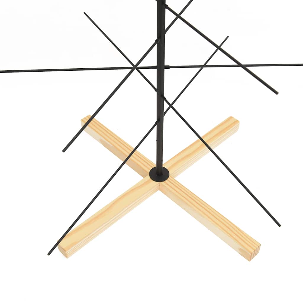 Metal Christmas Tree with Wooden Base Black 180 cm