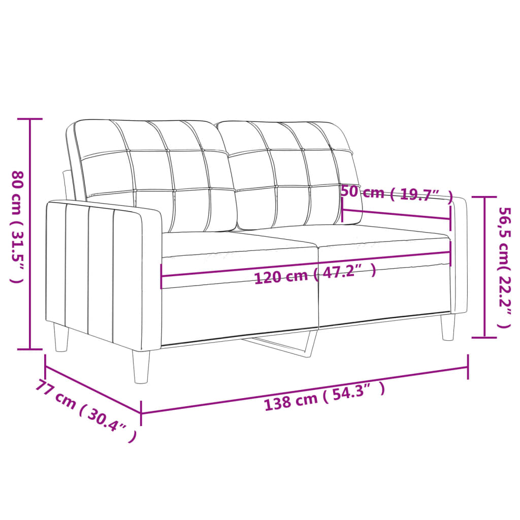 2-Seater Sofa Light Grey 120 cm Fabric