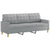 3-Seater Sofa Light Grey 180 cm Fabric