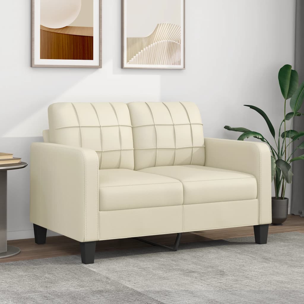 2-Seater Sofa Cream 120 cm Faux Leather