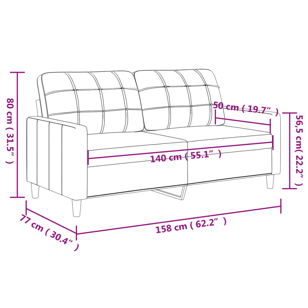 2-Seater Sofa Black 140 cm Faux Leather