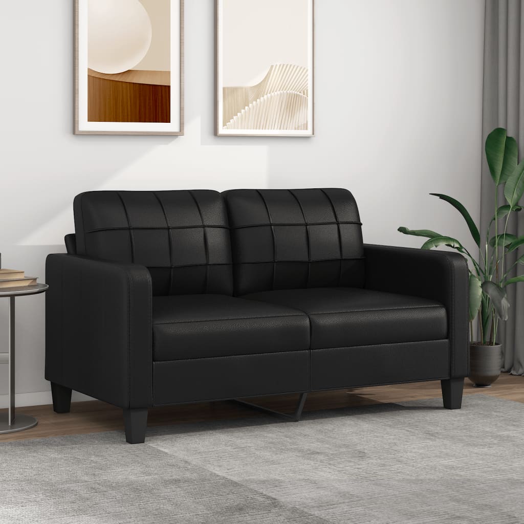 2-Seater Sofa Black 140 cm Faux Leather