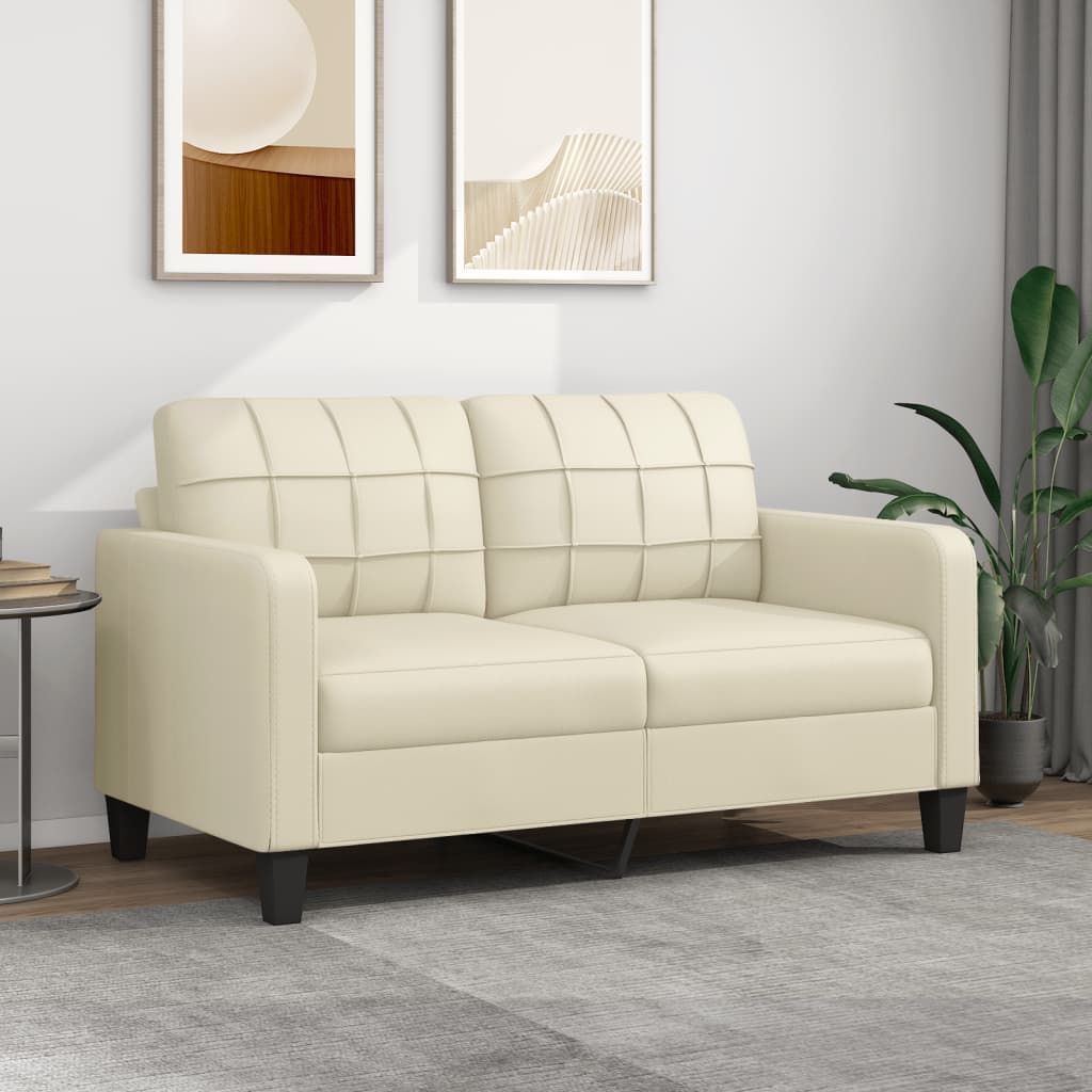 2-Seater Sofa Cream 140 cm Faux Leather