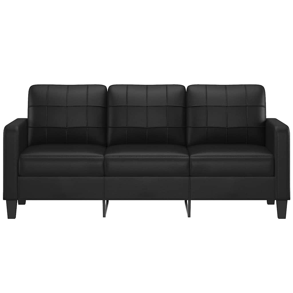 3-Seater Sofa Black 180 cm Faux Leather