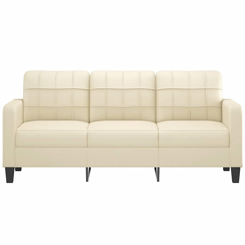 3-Seater Sofa Cream 180 cm Faux Leather