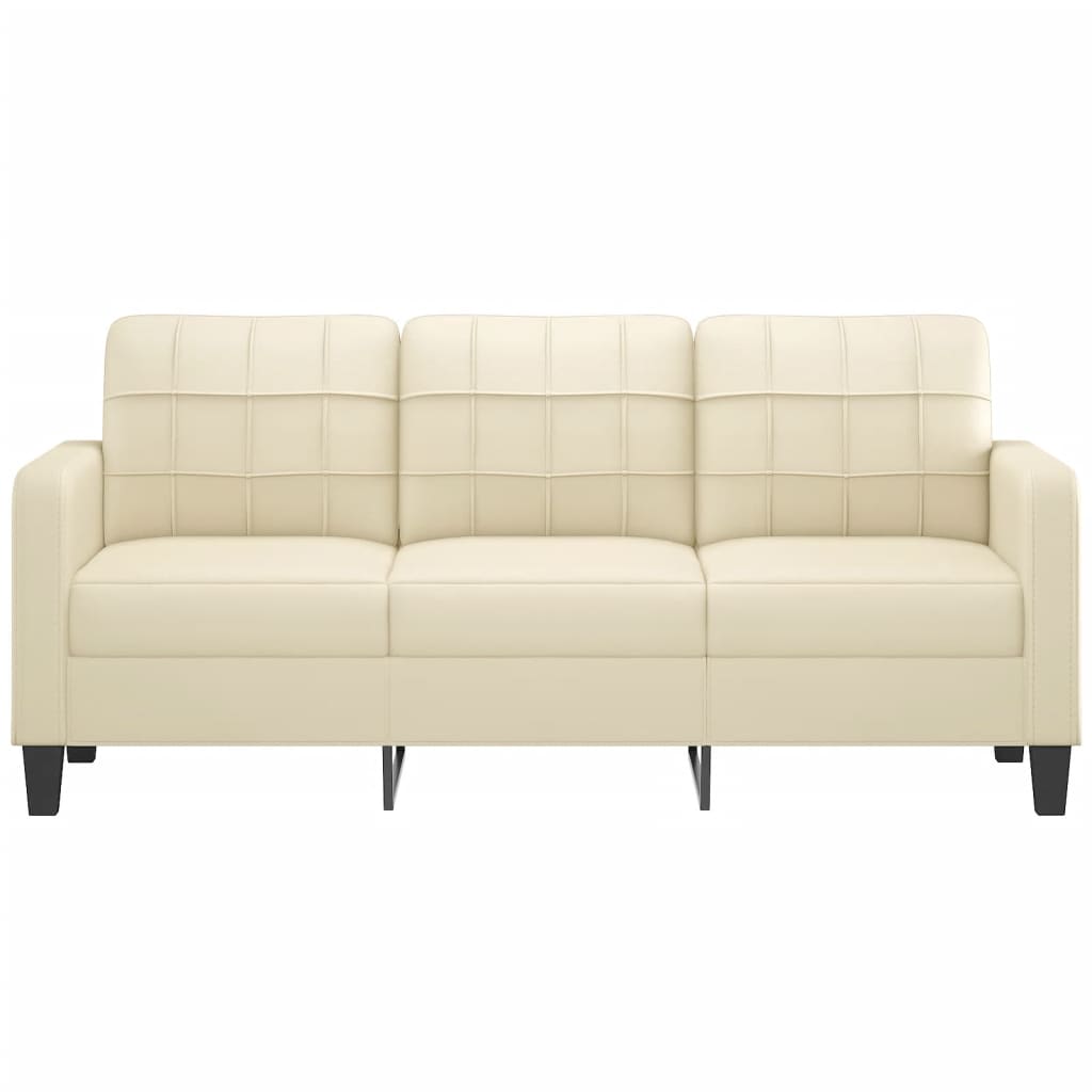 3-Seater Sofa Cream 180 cm Faux Leather