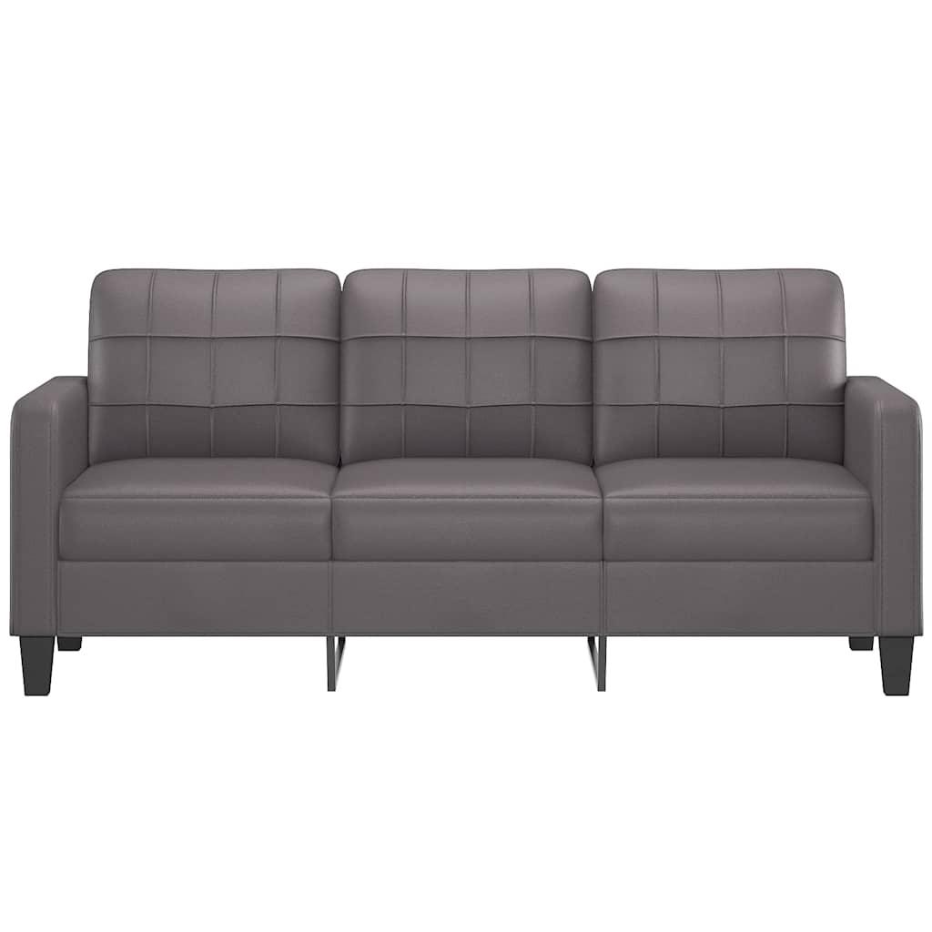 3-Seater Sofa Grey 180 cm Faux Leather