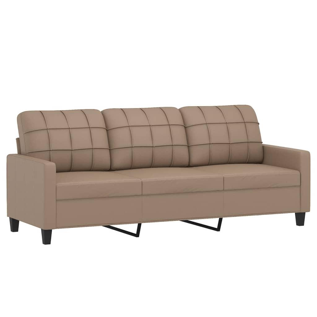 3-Seater Sofa Cappuccino 180 cm Faux Leather