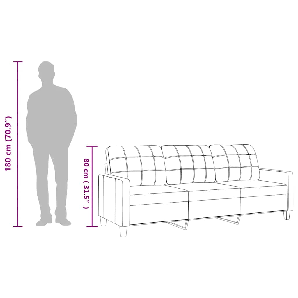 3-Seater Sofa Cappuccino 180 cm Faux Leather