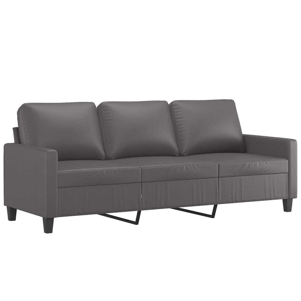 3-Seater Sofa Grey 180 cm Faux Leather