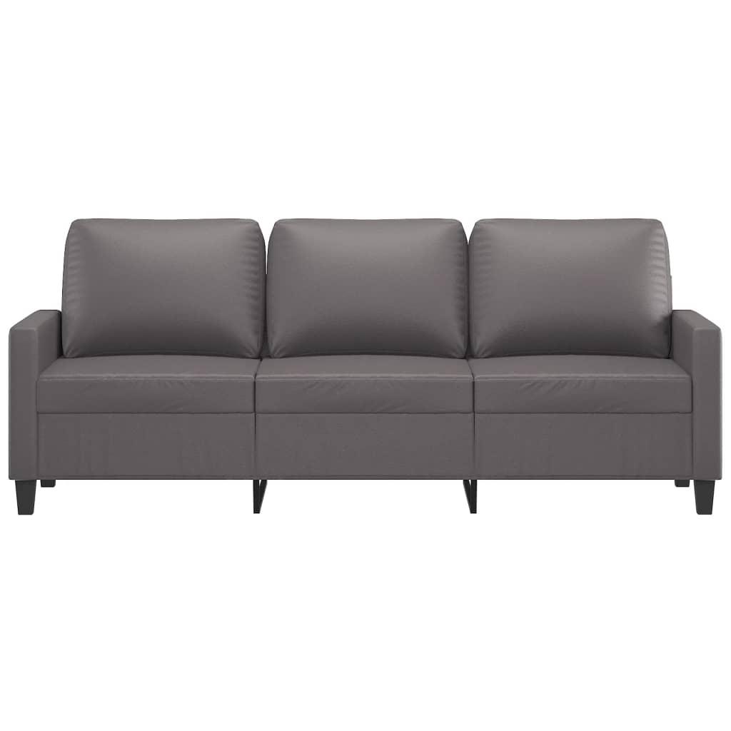 3-Seater Sofa Grey 180 cm Faux Leather