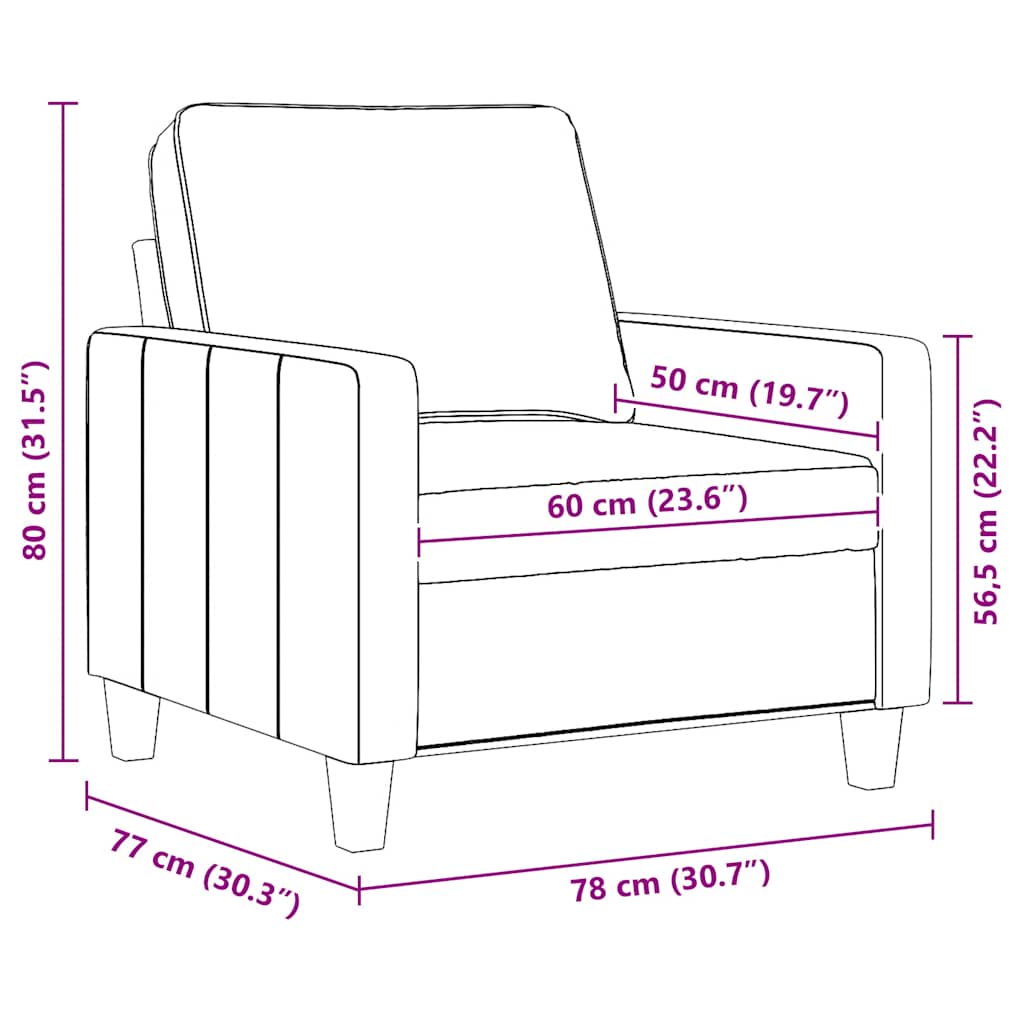 Sofa Chair Light Grey 60 cm Fabric