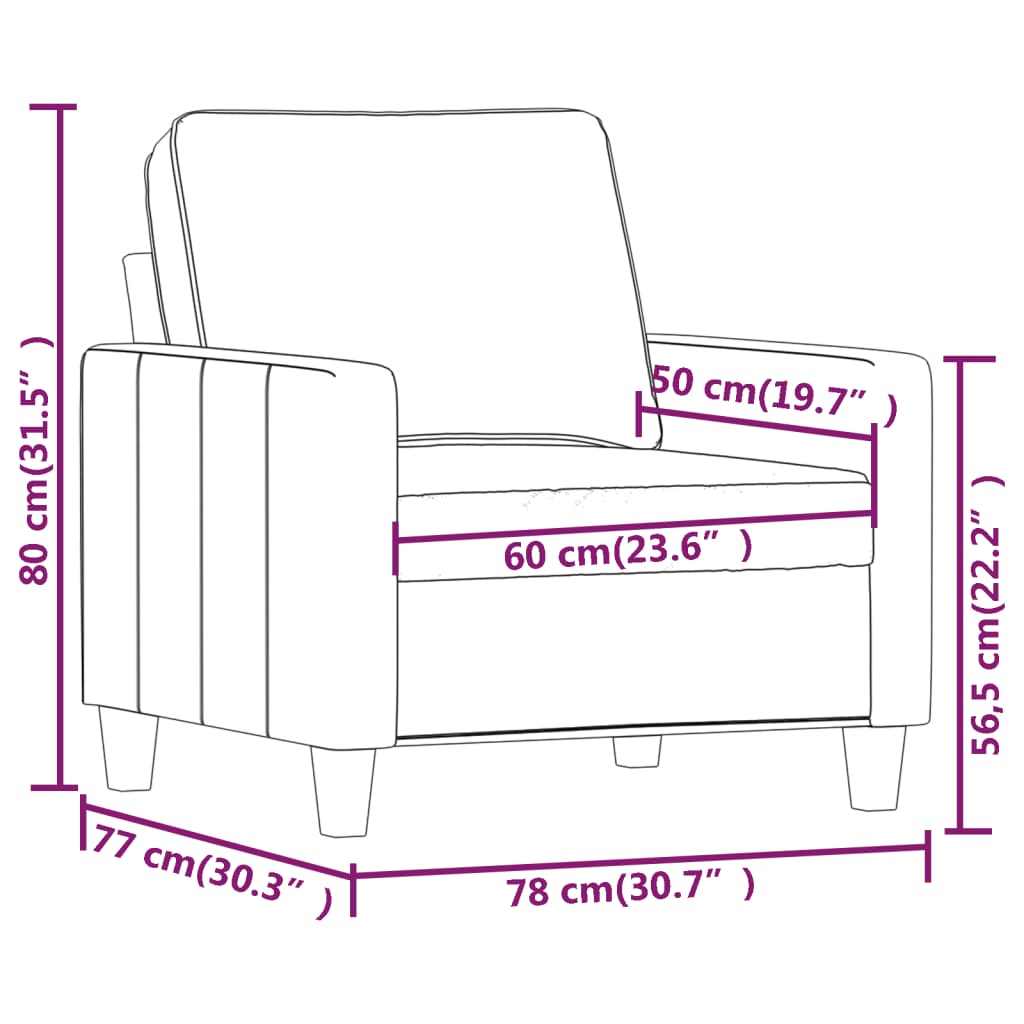 Sofa Chair Dark Grey 60 cm Fabric