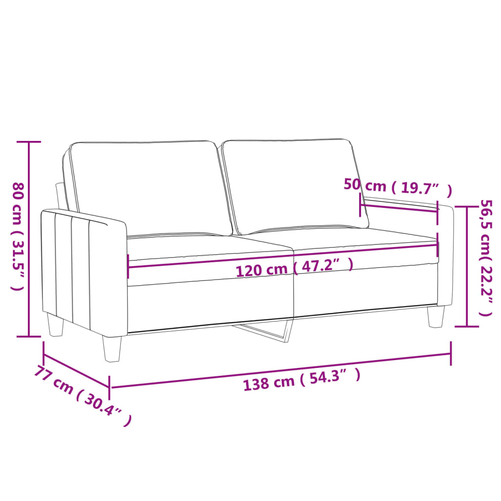 2-Seater Sofa Dark Grey 120 cm Fabric