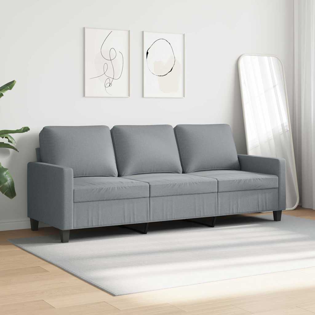 3-Seater Sofa Light Grey 180 cm Fabric