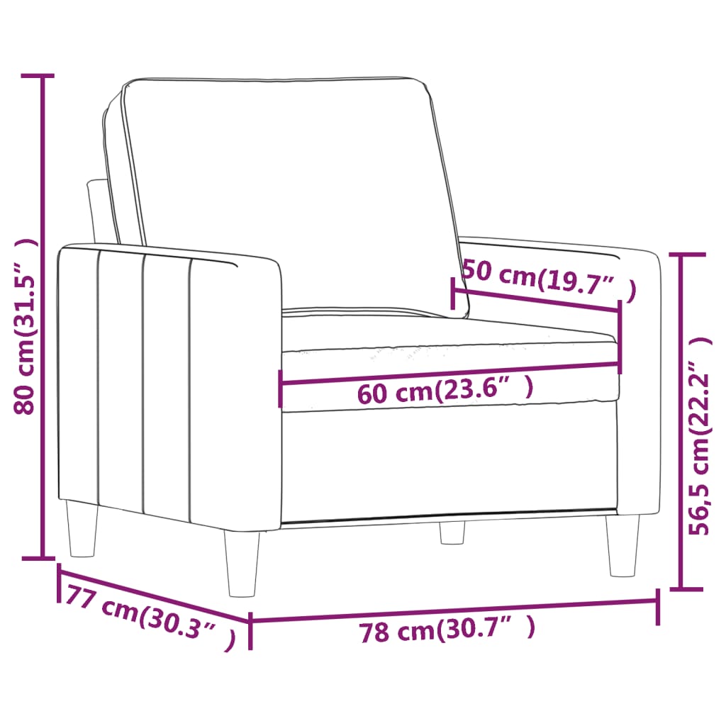 Sofa Chair Light Grey 60 cm Velvet