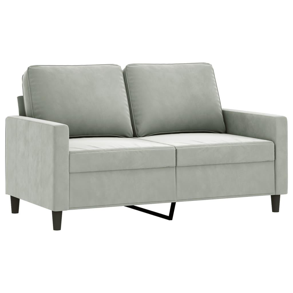 2-Seater Sofa Light Grey 120 cm Velvet