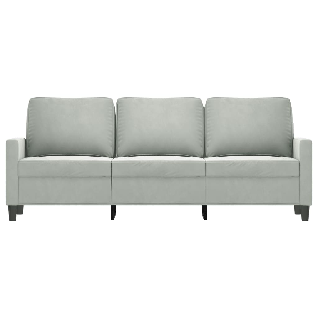 3-Seater Sofa Light Grey 180 cm Velvet