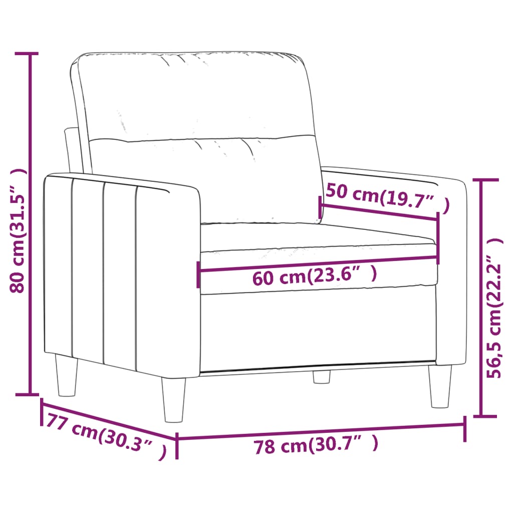 Sofa Chair Dark Grey 60 cm Fabric