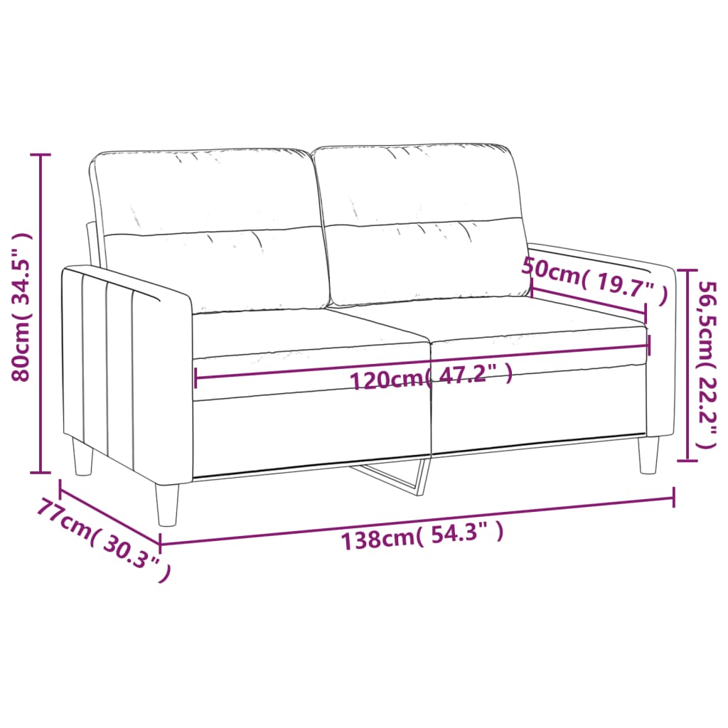 2-Seater Sofa Light Grey 120 cm Fabric