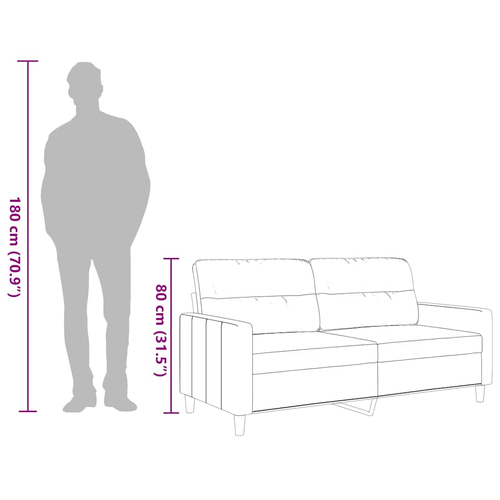 2-Seater Sofa Black 140 cm Fabric