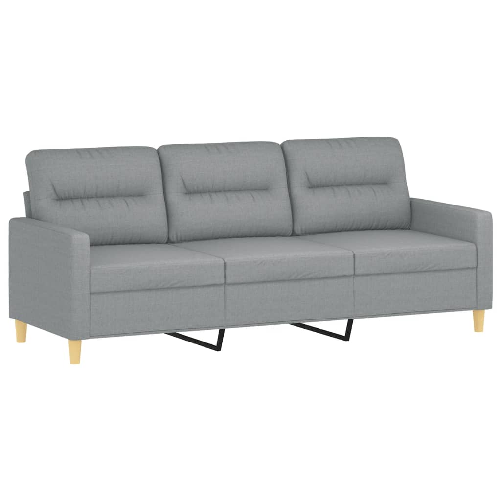 3-Seater Sofa Light Grey 180 cm Fabric