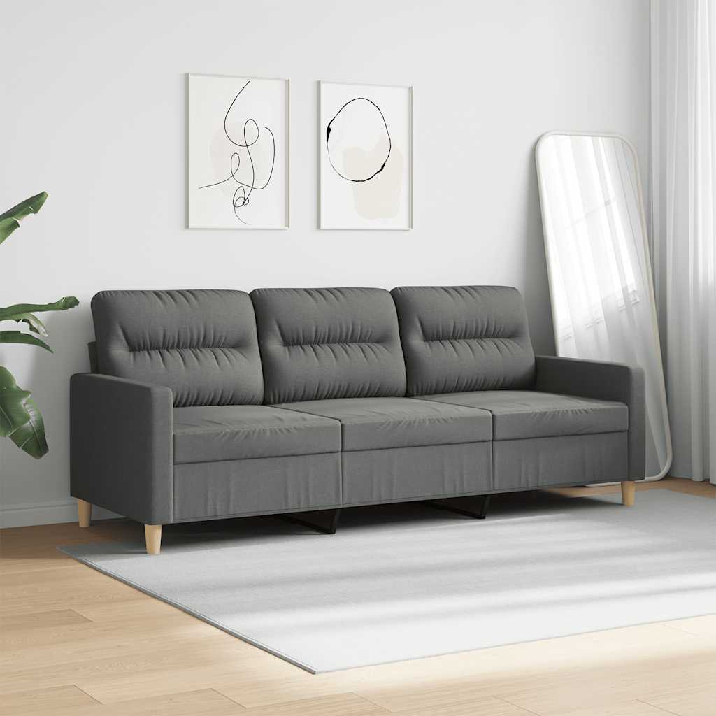 3-Seater Sofa Dark Grey 180 cm Fabric