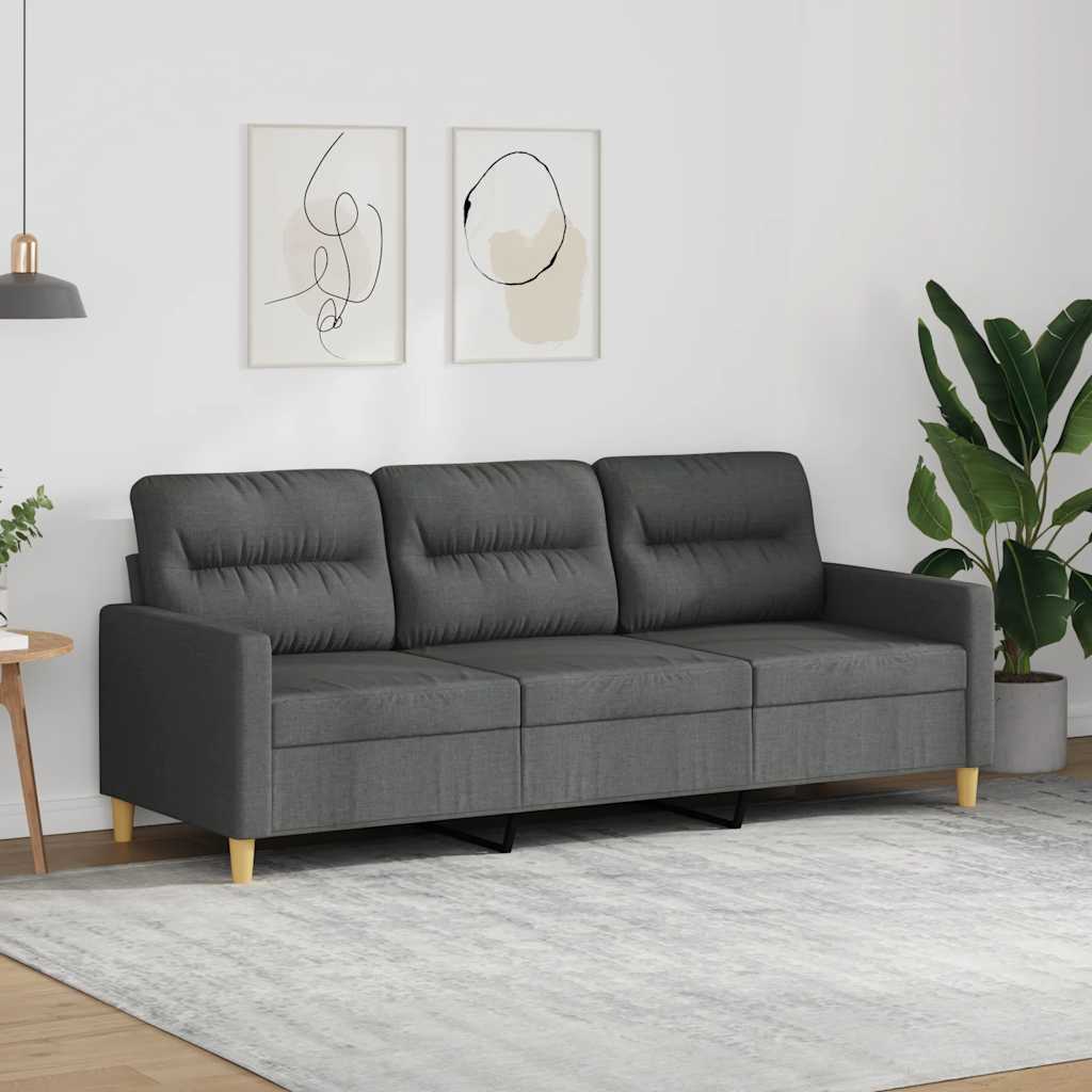 3-Seater Sofa Dark Grey 180 cm Fabric