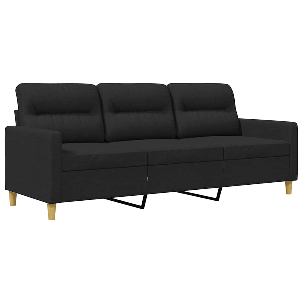 3-Seater Sofa Black 180 cm Fabric