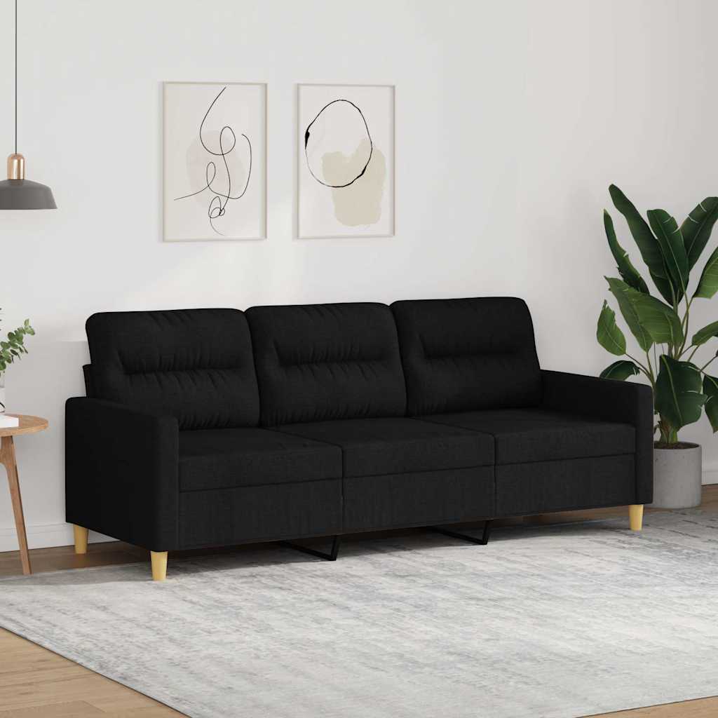 3-Seater Sofa Black 180 cm Fabric